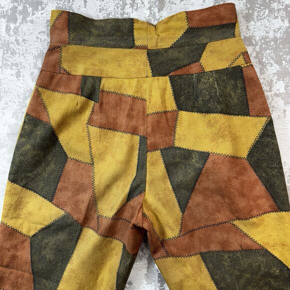 VTG Patchwork Plaid Wide Leg Bell Bottom Pants Groovy Hippy Retro *READ* - Picture 4 of 16